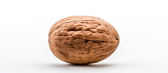 Wall Mural - Close-up of walnut shell against white backdrop