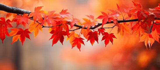 Wall Mural - Close-up of branch adorned with red leaves