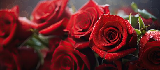 Poster - Red roses covered in water droplets