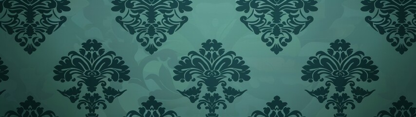 a seamless pattern of turquoise damask wallpaper, the background is seamless and repeating, with an aged look and subtle grunge effect