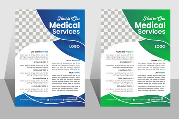 Medical Flyer Design Template. Two Color Design. Healthcare and Medical pharmacy flyer and brochure template design.