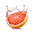 © Shamim - Slice of Grapefruit with dripping juice and splash isolated on a white background.