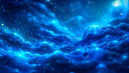 Wall Mural - Futuristic Light Flow in Space, Abstract Blue Energy Design