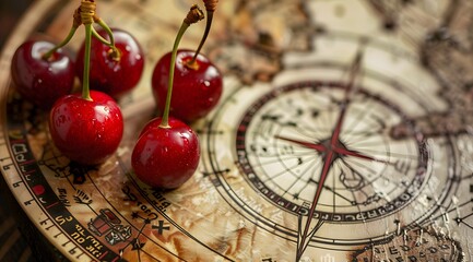 Wall Mural - A close up of an astrological chart with cherries on it