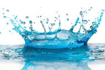  Rounded splash of blue water isolated on white background