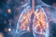 This computer-generated image showcases the intricate structure and details of human lungs, Visualisation of a healthy human lung, AI Generated