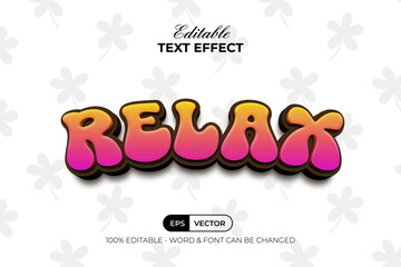 Wall Mural - Relax 3D Text Effect Gradient Style. Editable Text Effect.