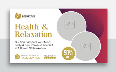 Wall Mural - Beauty spa web banner template design | Health and body massage, salon, cosmetic treatment service marketing video thumbnail