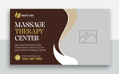 Wall Mural - Beauty spa web banner template design | Health and body massage, salon, cosmetic treatment service marketing video thumbnail