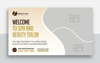 Wall Mural - Beauty spa web banner template design | Health and body massage, salon, cosmetic treatment service marketing video thumbnail