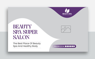 Wall Mural - Beauty spa web banner template design | Health and body massage, salon, cosmetic treatment service marketing video thumbnail