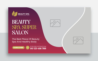 Wall Mural - Beauty spa web banner template design | Health and body massage, salon, cosmetic treatment service marketing video thumbnail