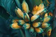 A bouquet of bananas on a plant in detail. close-up. generative ai
