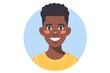 minimalistic cute 30 years old BLACK man portrait avatar icon, slightly smiling, round background, flat design, vector, svg --ar 3:2 Job ID: a6bd3ae5-8acf-4be1-b03a-32b8ab5be633