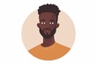 minimalistic cute 40 years old BLACK man portrait avatar icon, slightly smiling, round background, flat design, vector, svg --ar 3:2 Job ID: 63c73e19-f2b6-4a2a-ba84-d8ea76324204