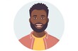 minimalistic cute 40 years old BLACK man portrait avatar icon, slightly smiling, round background, flat design, vector, svg --ar 3:2 Job ID: d353d9ab-5f6a-4910-80b9-fde7b078f327