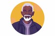 minimalistic cute 60 years old BLACK man portrait avatar icon, slightly smiling, round background, flat design, vector, svg --ar 3:2 Job ID: 978a83d8-2541-408a-a884-cdad3be46bc4