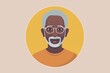 minimalistic cute 60 years old BLACK man portrait avatar icon, slightly smiling, round background, flat design, vector, svg --ar 3:2 Job ID: 02933ee5-6b18-4b3e-978a-ce2506d38b53