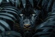 Black Panther Camouflaged Among Foliage