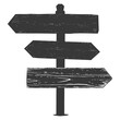 Silhouette wooden directional signboard black color only