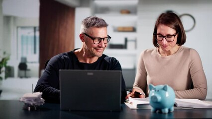 Sticker - Happy Couple Doing Retire Finances Plan