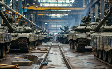 Armored Assembly: Military Tanks in Production