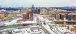 Top view of the construction of new houses in Moscow
