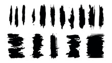 Painted Grunge Brush Strokes Vector Collection. Hand Drawn Ink Brush Stroke, Lines, Boxes, Design Elements, Background Isolated On White, Set Of Black Paint, Ink Brush Strokes. Abstract Lines, Grungy 
