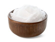 Brown bowl of coconut oil on white background
