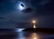 Lighthouse on the beach - shore of the sea