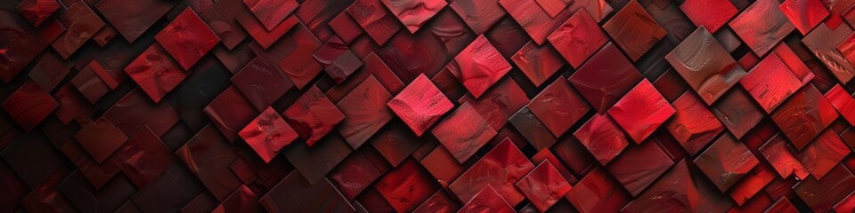 Canvas Print - Abstract red background with cubes.