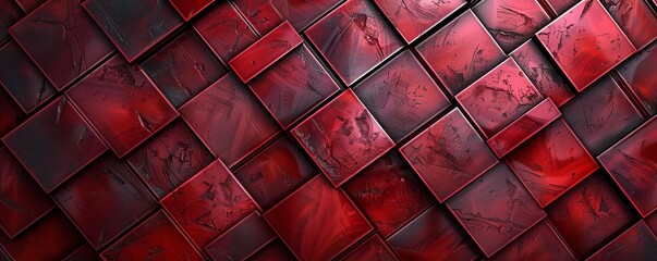 Canvas Print - Abstract red background with cubes.