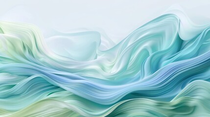 Wall Mural - A dynamic wallpaper with pastel blue and green waves that evoke a sense of movement AI generated illustration