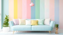A Fun And Funky Wallpaper With Pastel Rainbow Stripes That Add A Pop Of Color AI Generated Illustration
