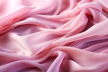 Abstract White And Pink Textile Transparent Fabric. Soft Light Background For Cosmetics Or Other Products