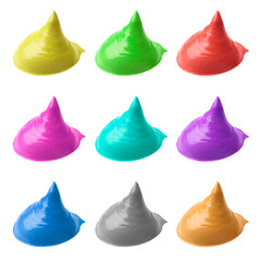 Poster - Paint blobs of different colors on white background, set