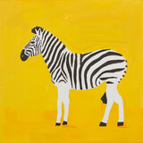 Fototapeta  - Funny card for birthday. Portrait of zebra on bright background. Square frame