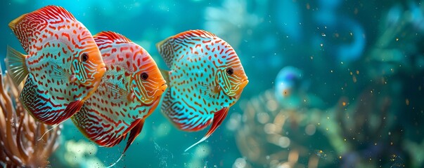 Marine exotic bright colored fish background.