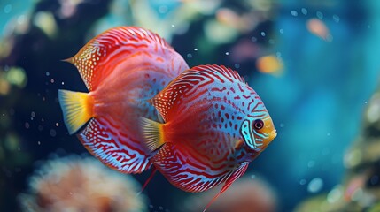 Marine exotic bright colored fish background.