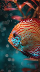 Marine exotic bright colored fish background.