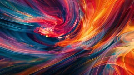 Wall Mural - An abstract image featuring vibrant hues and fluid-like patterns, suggesting themes of motion, transformation, and the dynamic nature of change