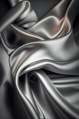 Wall Mural - Grey iridescent abstract shiny plastic silk or satin wavy background