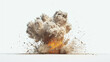 Kinetic Explosion: Portrait of Moving Fire Bomb on Pure White Background.