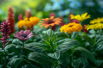 Poster - A spice garden flourishing with a kaleidoscope of colors and fragrances, embodying the essence of homegrown culinary delights. Concept of home gardening for spices. Generative Ai.