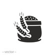 © Yurii - sack and wheat ears icon, flour bag, flat symbol on white background -  vector illustration eps10