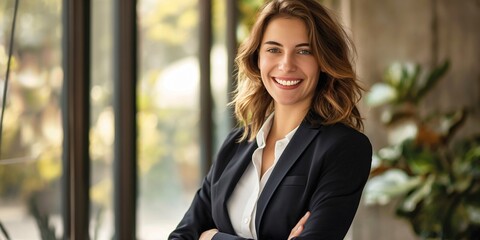 Portrait d'une jeune femme souriante en entreprise