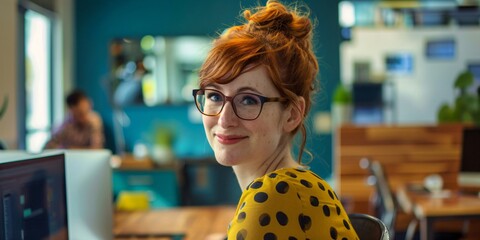 Wall Mural - happy young woman smiling