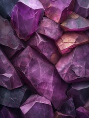 Wall Mural - Amethyst stones background, purple stones background, texture, 3d rendering, illustration. Generative AI.