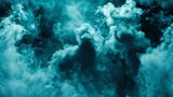 Fototapeta  - a bunch of clouds that are blue and green in the air with smoke coming out of the top of the clouds.
