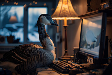 Hacker or Programmer Goose on Computer